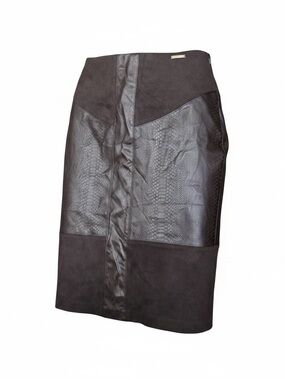 Marc New York Faux Leather and Suede Chocolate Brown Pencil Skirt
